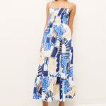 Neeley Smocked Abstract Print Cotton Midi Dress
