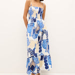 Neeley Smocked Abstract Print Cotton Midi Dress