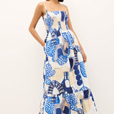 Neeley Smocked Abstract Print Cotton Midi Dress