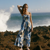 Neeley Smocked Abstract Print Cotton Midi Dress