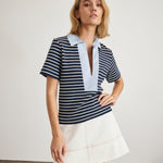 Melanie Top Maritime Blue/Cream Thin Stripe