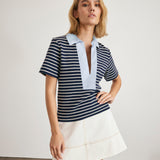 Melanie Top Maritime Blue/Cream Thin Stripe