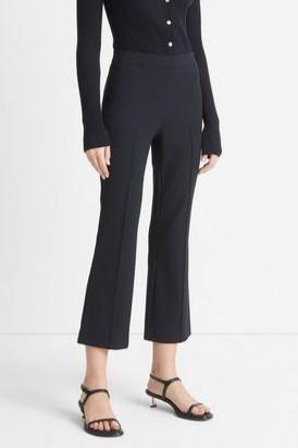 Mid Rise Crop Pintuck Flare Pant Navy Coastal Blue