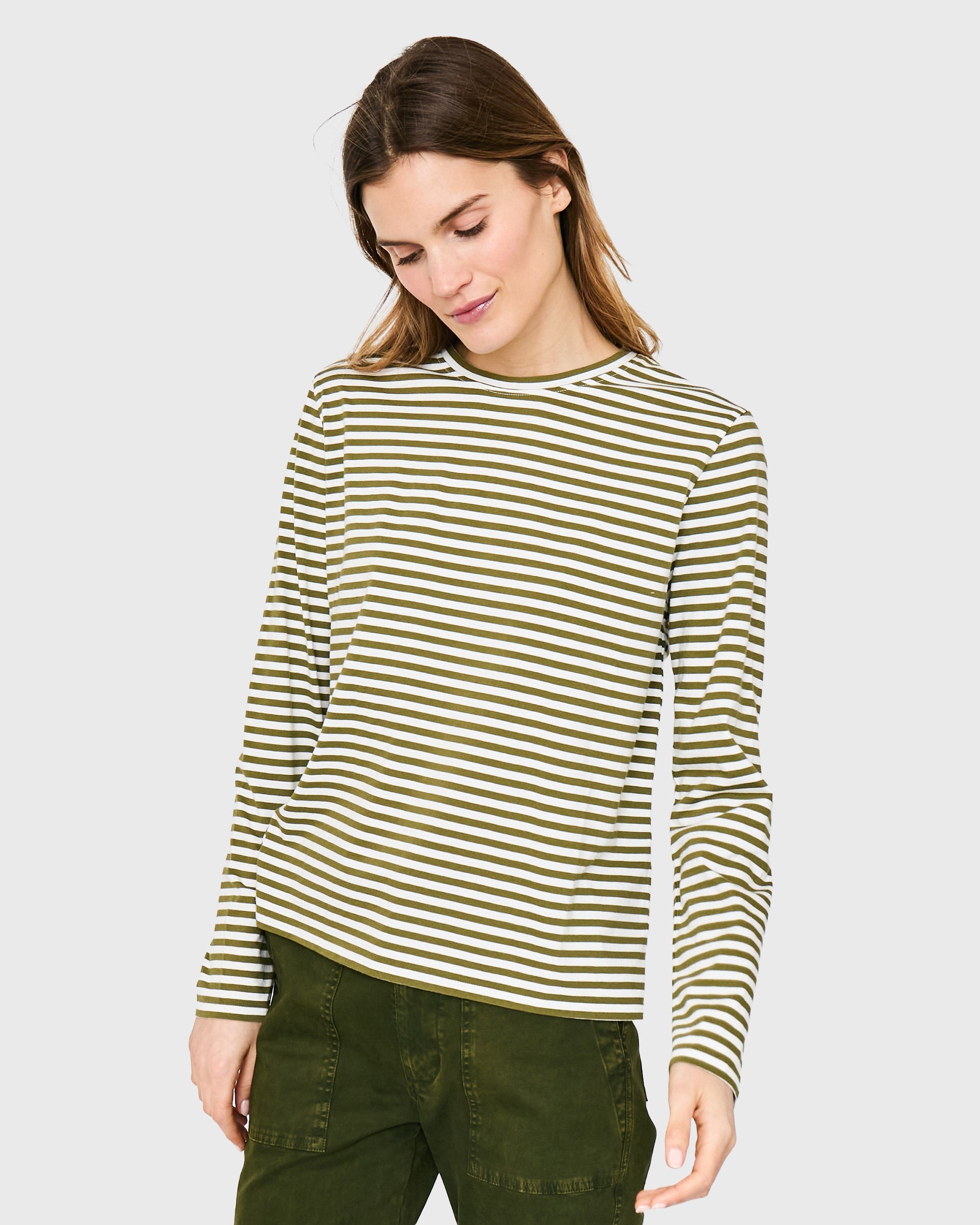 The Modern Long Olive/Cream Ministripe