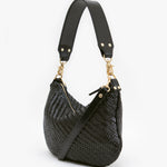 Moyen Messenger Crossbody/ Shoulder Bag Black Woven Zip Zag Bag