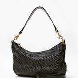 Moyen Messenger Crossbody/ Shoulder Bag Black Woven Zip Zag Bag