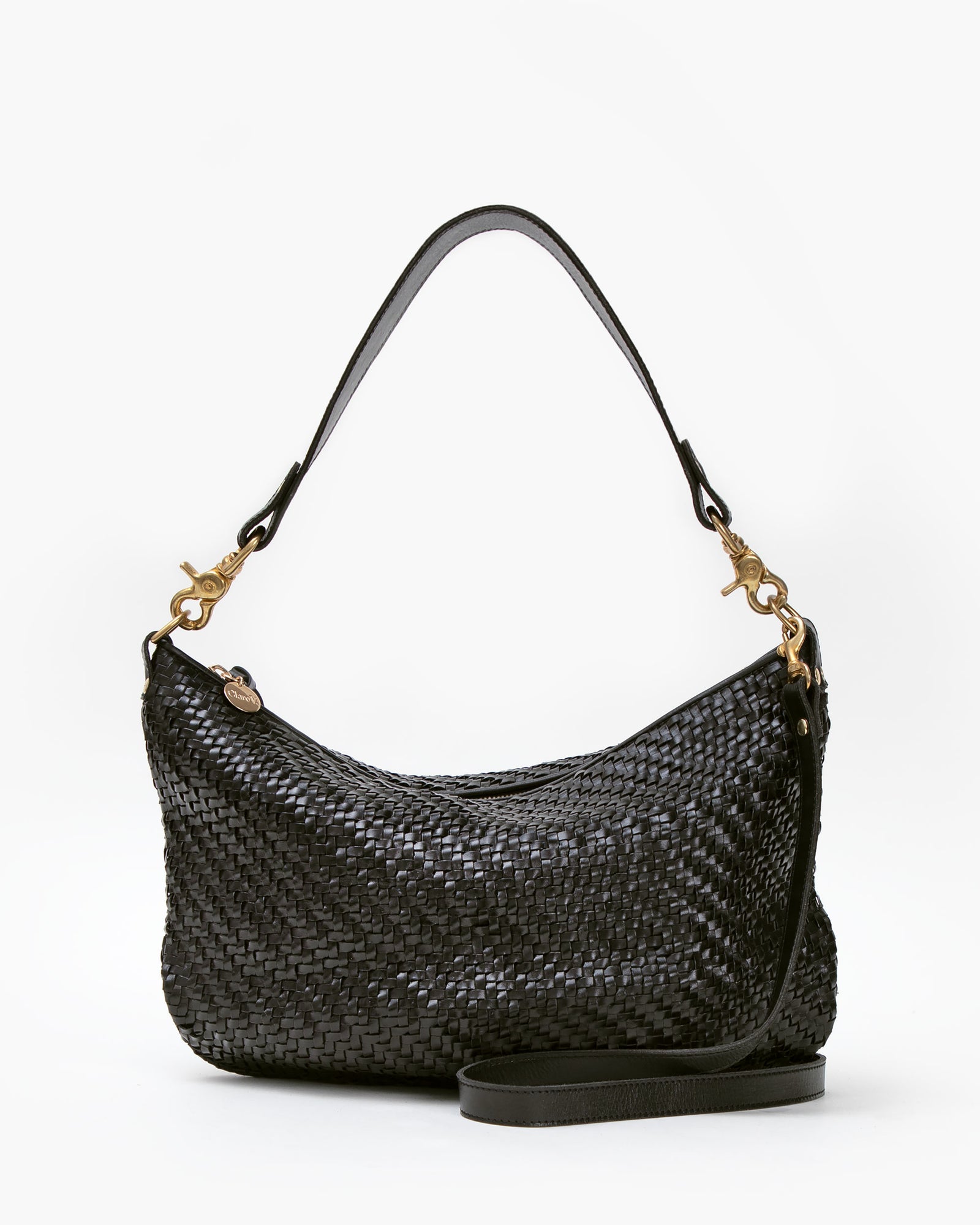 Moyen Messenger Crossbody/ Shoulder Bag Black Woven Zip Zag Bag