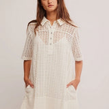 Remino Eyelet Mini Crochet Dress