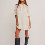 Remino Eyelet Mini Crochet Dress