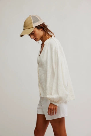 Valley Double Cloth Linen Button Up Top