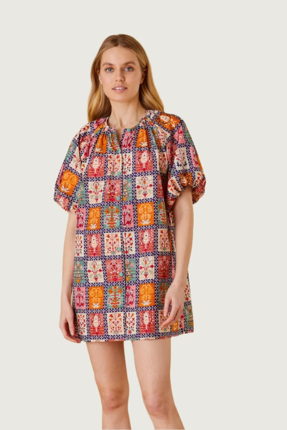 Frannie Mini Sac Dress Harvest Grid