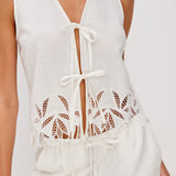 Oregon Top White Palm Embriodery