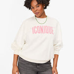 Oversized Sweatshirt Oyster White w/ Peony Printed Iconique