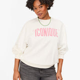 Oversized Sweatshirt Oyster White w/ Peony Printed Iconique