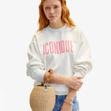 Oversized Sweatshirt Oyster White w/ Peony Printed Iconique