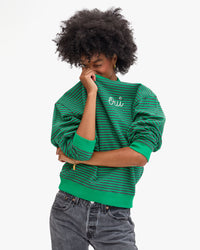 Oversized Sweatshirt Stripes Green/Charcoal