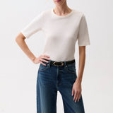 Melika Quarter Sleeve Crew Neck Tee White