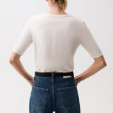 Melika Quarter Sleeve Crew Neck Tee White