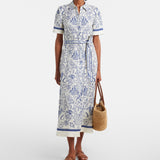 Audria S/S Belted Midi Dress Blueberry Multi