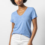 Lilla P V-Neck Short Sleeve Back Seam Tee Harbor