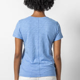 Lilla P V-Neck Short Sleeve Back Seam Tee Harbor