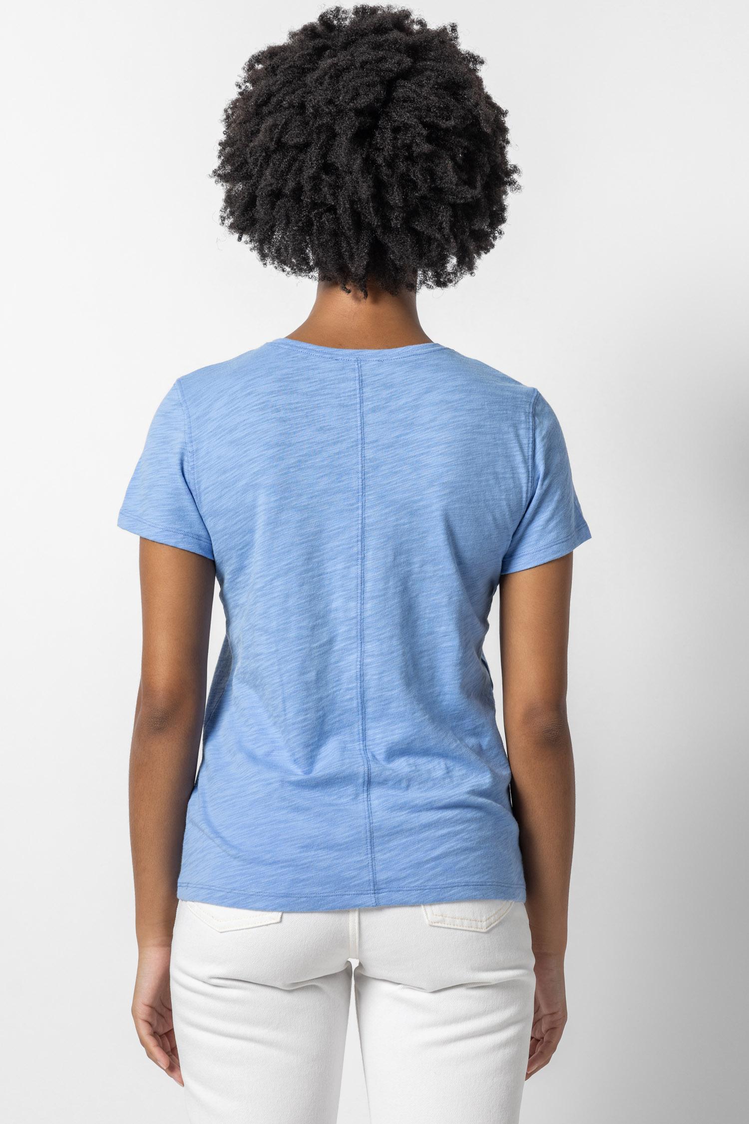 Lilla P V-Neck Short Sleeve Back Seam Tee Harbor