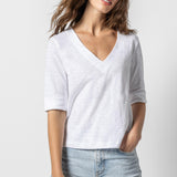 Lilla P Cuffed Elbow Sleeve V-Neck