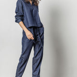 Lilla P Denim Belted Pant Dark Wash