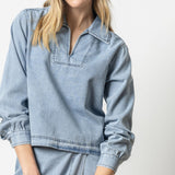 Lilla P Denim Collared Shirt Light Wash