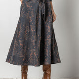 Lilla P Long Belted Skirt Onyx/Java Print