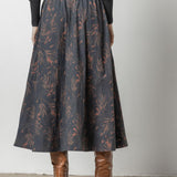 Lilla P Long Belted Skirt Onyx/Java Print