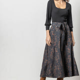 Lilla P Long Belted Skirt Onyx/Java Print