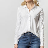 Long Sleeve Button Down Tee White