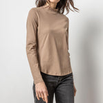 Long Sleeve Mock Neck Tee Shiitake