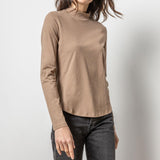 Long Sleeve Mock Neck Tee Shiitake