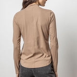 Long Sleeve Mock Neck Tee Shiitake