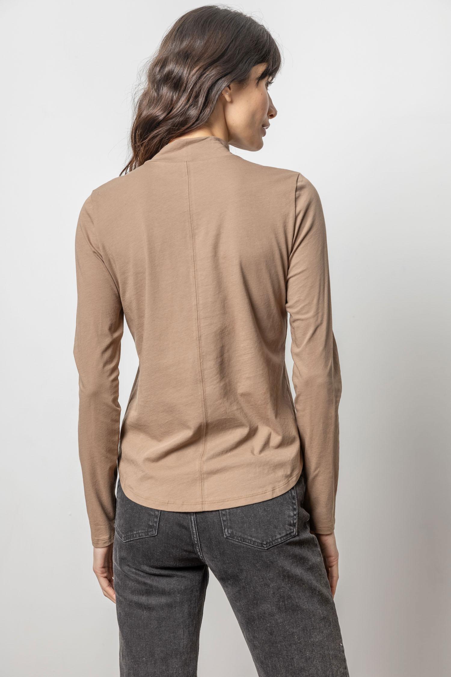 Long Sleeve Mock Neck Tee Shiitake