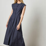 Sleeveless Seamed Maxi Dress Navy