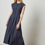 Sleeveless Seamed Maxi Dress Navy