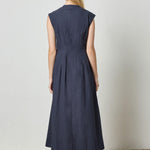 Sleeveless Seamed Maxi Dress Navy