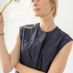 Sleeveless Seamed Maxi Dress Navy