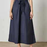 Long Poplin Skirt Navy