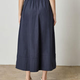 Long Poplin Skirt Navy