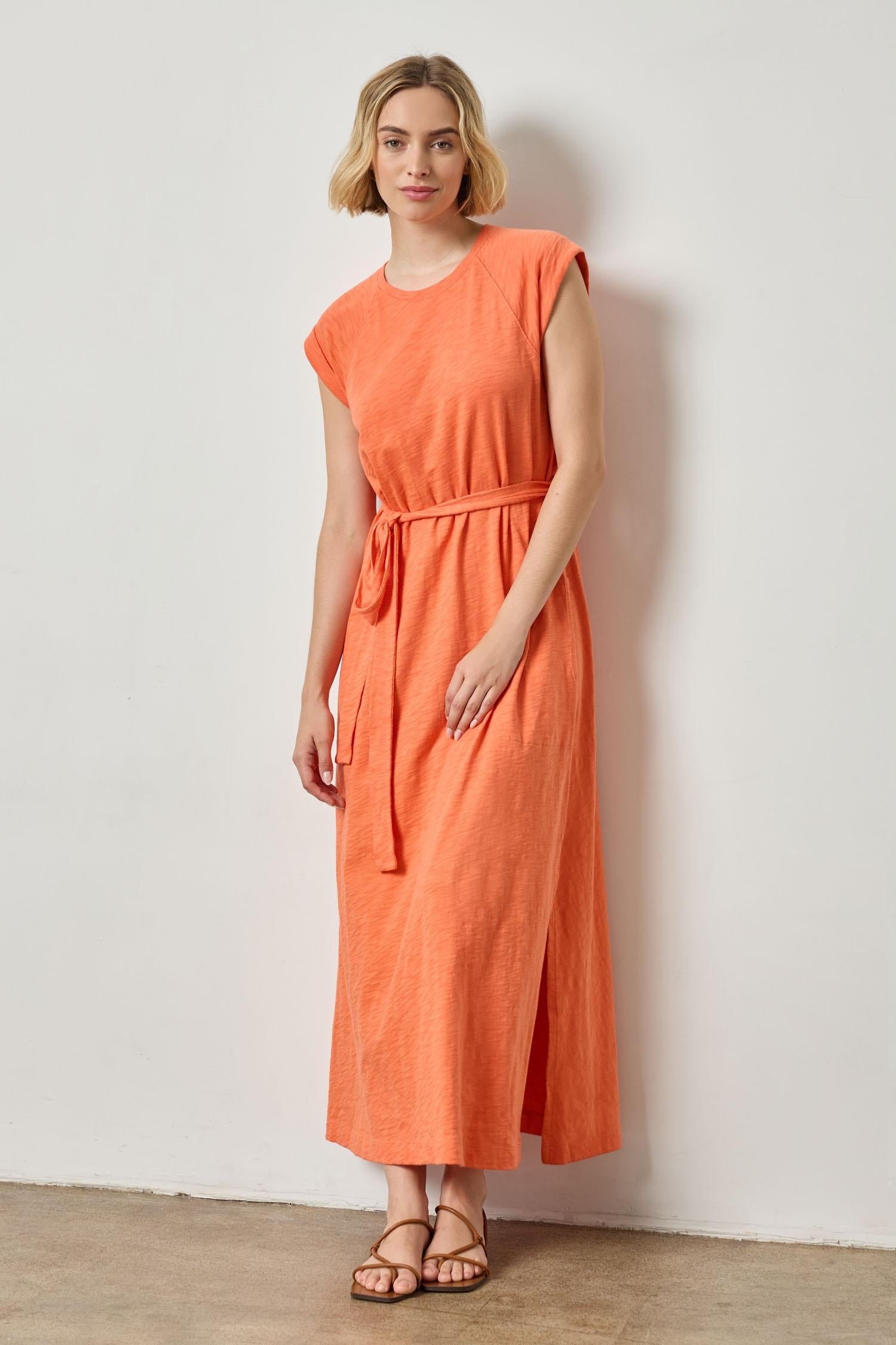 Saddle Sleeve Maxi Dress Tangerine