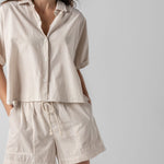 Striped Boxy Button Down Flax Stripe