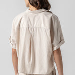 Striped Boxy Button Down Flax Stripe