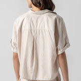 Striped Boxy Button Down Flax Stripe