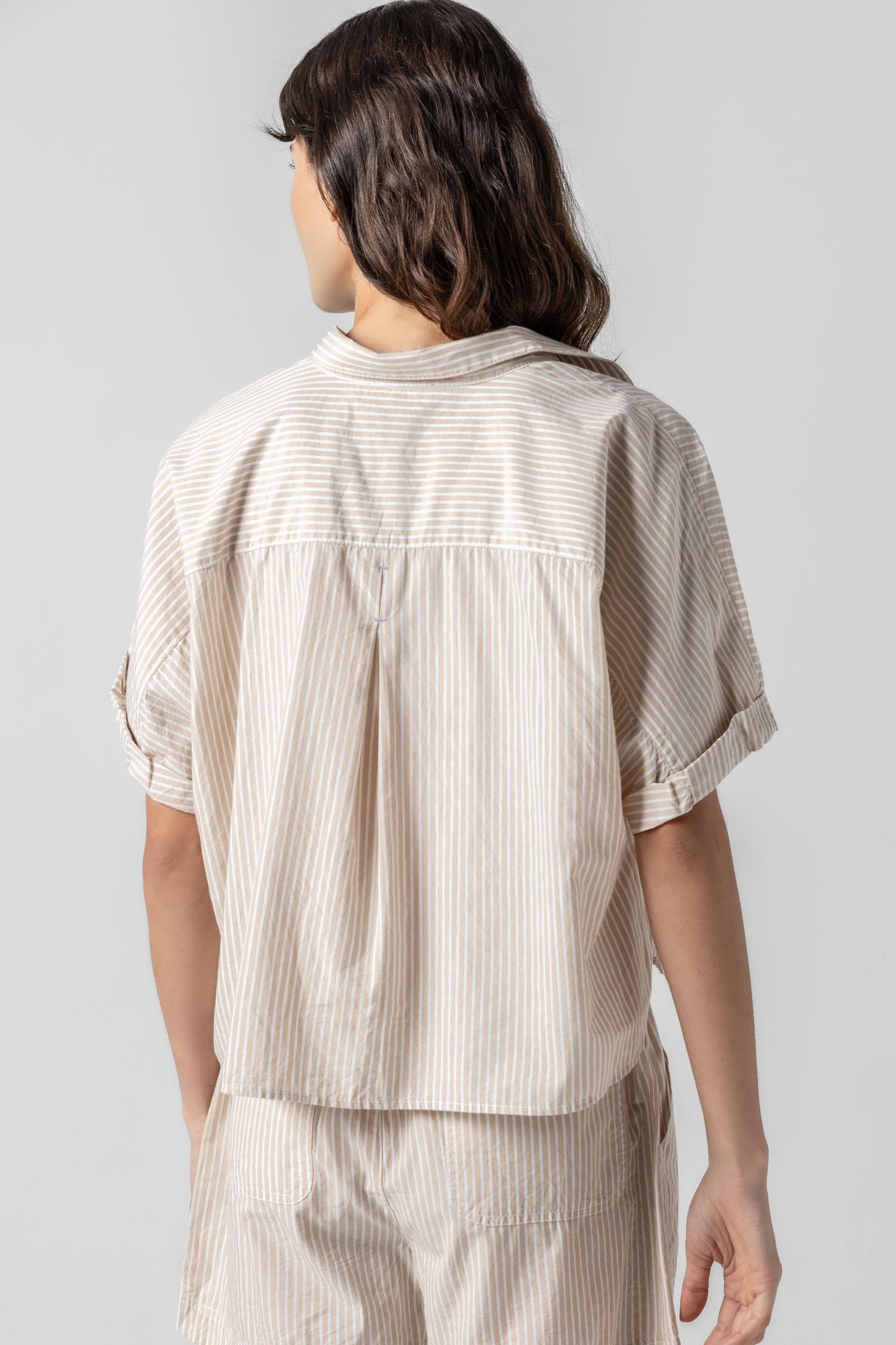 Striped Boxy Button Down Flax Stripe