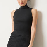 Rib Turtleneck Shell Sweater Black