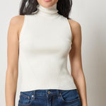 Rib Turtleneck Shell Sweater Cream